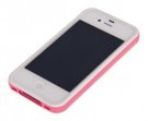 Бампер для iPhone 4G/4S белый с розовой полоской