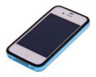 Бампер для iPhone 4G/4S голубой с черной полоской